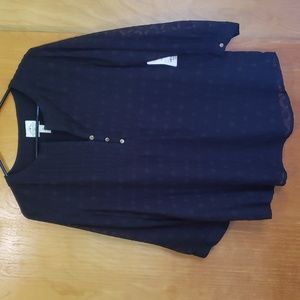 🌺NWT Black St. John's Bay Blouse With Sheer Sleeves